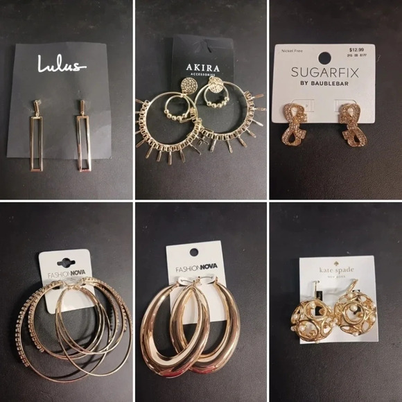 NWT Assorted earrings, KATE SPADE, FASHION NOVA, LULUS, BAUBLEBAR, AKIRA & MORE - Picture 1 of 7